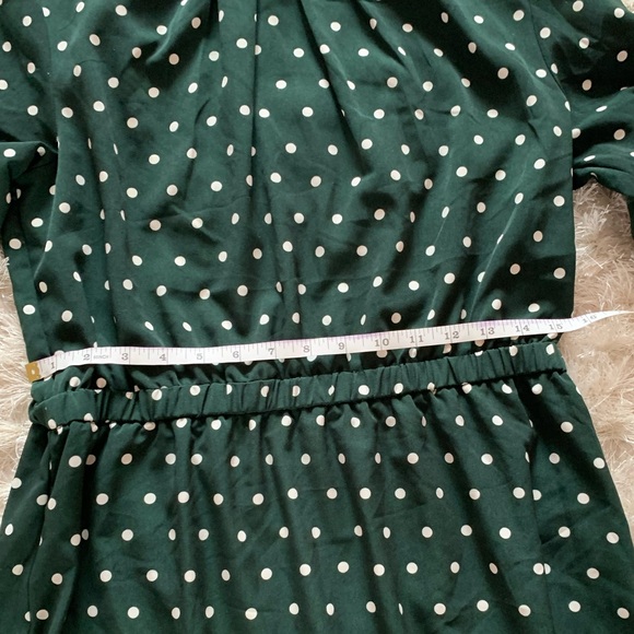 H&M hunter green polka dot long sleeve dress sz 14 - Picture 4 of 9